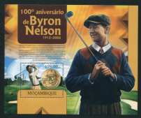 Byron Nelson Mint Souvenir Sheet Mozambique, 2012